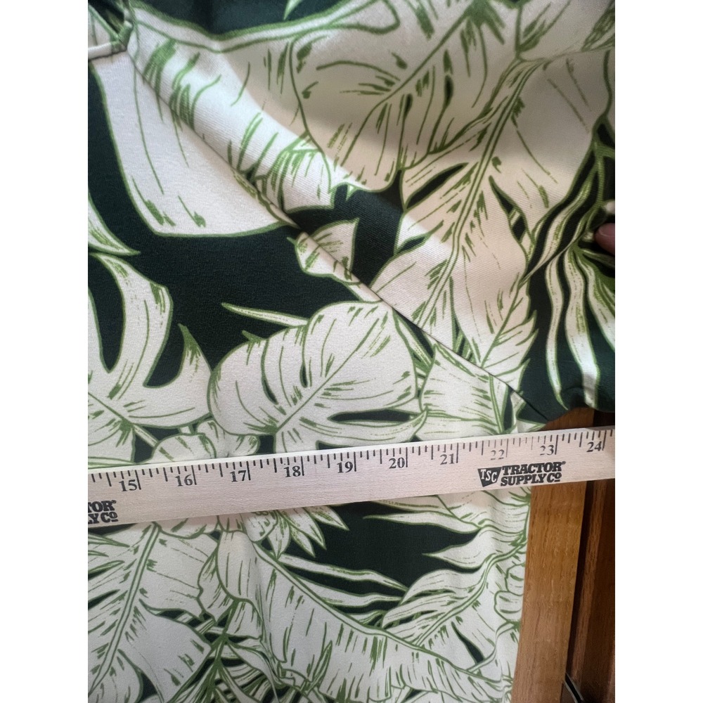 Denim & Co Tropical Palm Leaf Print Square Neck Knit Dress Green Cream XL - Picture 6 of 7